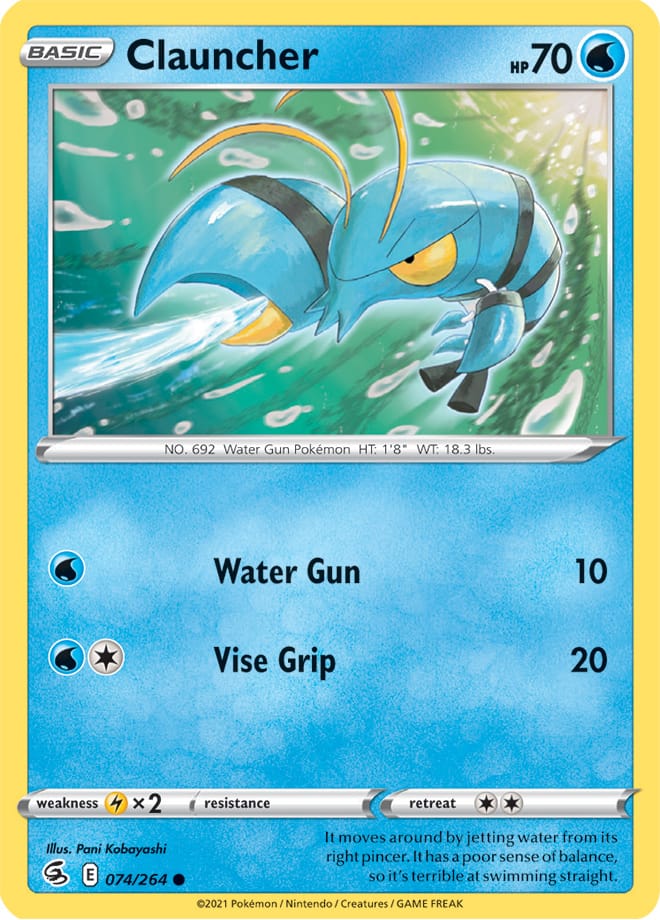 Clauncher #74/264 Common - Fusion Strike Pokemon card
