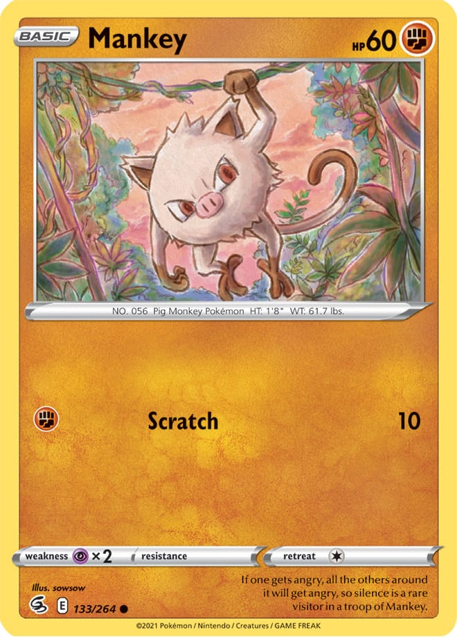 Mankey #133/264 Common - Fusion Strike Pokemon card