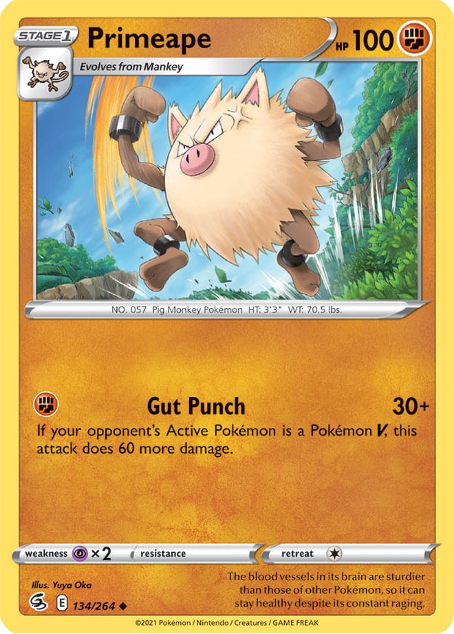Primeape #134/264 Uncommon - Fusion Strike Pokemon card
