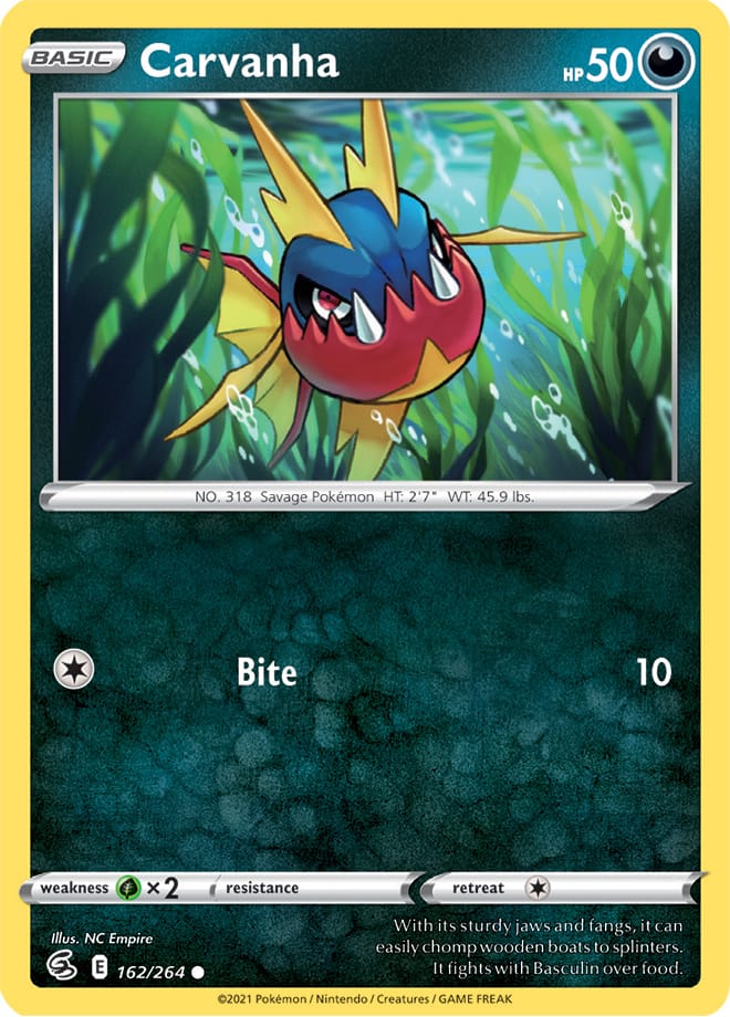 Carvanha #162/264 Common - Fusion Strike Pokemon card