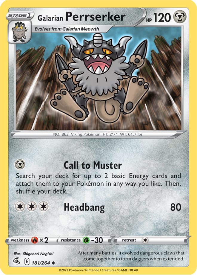 Perrserker #181/264 Uncommon - Fusion Strike Pokemon card