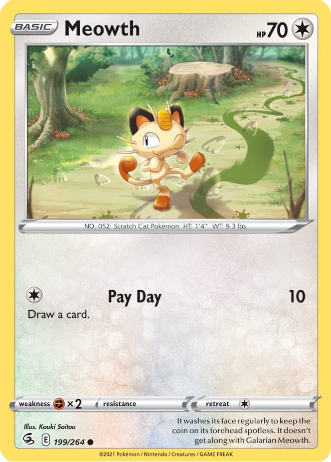 Meowth #199/264 Common - Fusion Strike Pokemon card