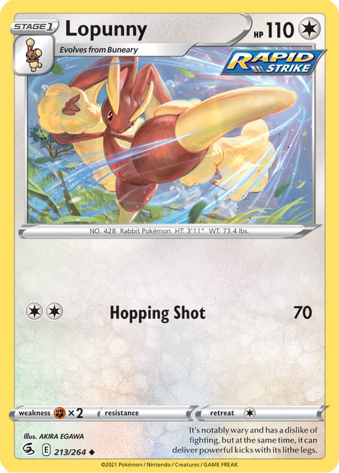 Lopunny #213/264 Uncommon - Fusion Strike Pokemon card