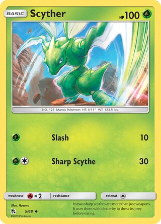 Scyther #5/68 Uncommon - Hidden Fates Pokemon card