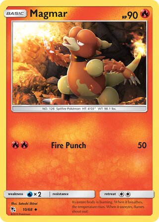 Magmar #10/68 Uncommon - Hidden Fates Pokemon card