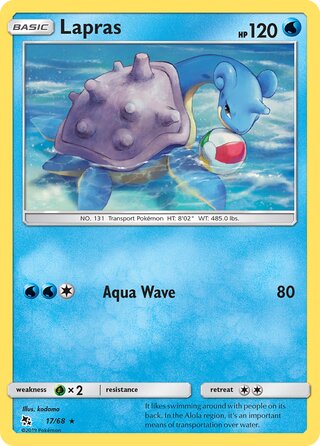 Lapras #17/68 Rare - Hidden Fates Pokemon card