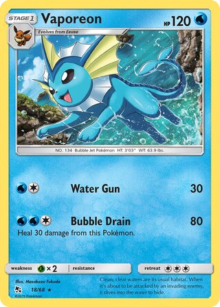 0018 Vaporeon Holo Rare Hidden Fates