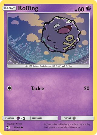 Koffing #28/68 Common - Hidden Fates Pokemon card