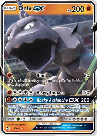 Pokemon Hidden Fates Onix GX #36