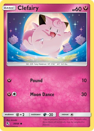 Clefairy #39/68 Common - Hidden Fates Pokemon card