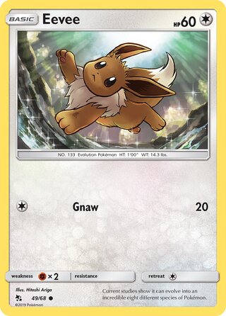 Eevee #49/68 Common - Hidden Fates Pokemon card