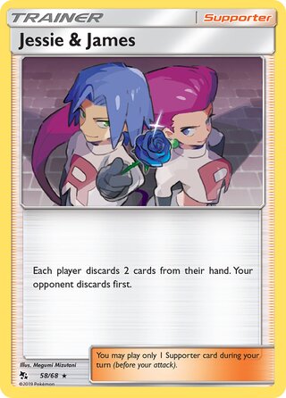 Jessie & James #58/68 Holo Rare - Hidden Fates Pokemon card