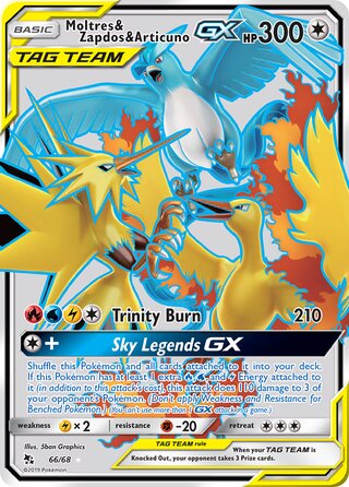 Moltres & Zapdos & Articuno GX #66/68 Ultra Rare - Hidden Fates Pokemon card