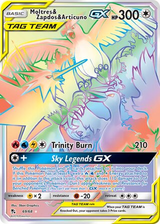 Moltres & Zapdos & Articuno GX #69/68 Secret Rare - Hidden Fates Pokemon card