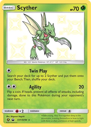 Scyther #SV1/SV94 Shiny Holo Rare - Hidden Fates Pokemon card