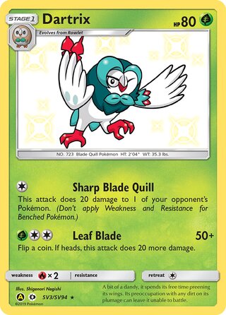 Pokemon Hidden Fates Dartrix #SV3