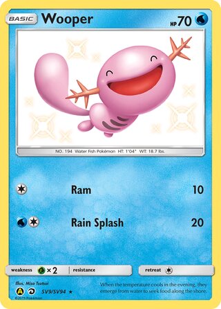 Wooper #SV9/SV94 Shiny Holo Rare - Hidden Fates Pokemon card