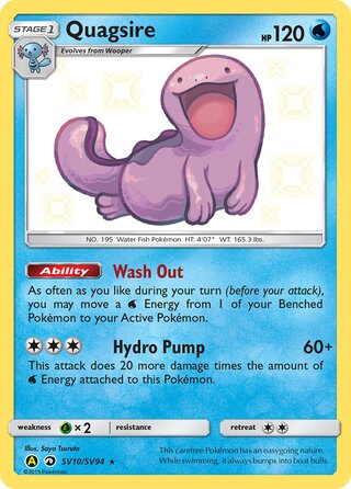 Quagsire #SV10/SV94 Shiny Holo Rare - Hidden Fates Pokemon card
