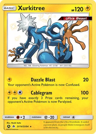 Xurkitree #SV14/SV94 Shiny Holo Rare - Hidden Fates Pokemon card