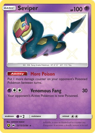 Pokemon Hidden Fates Seviper #SV15