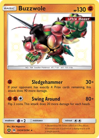 Buzzwole #SV24/SV94 Shiny Holo Rare - Hidden Fates Pokemon card