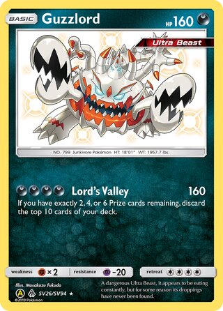 Guzzlord #SV26/SV94 Shiny Holo Rare - Hidden Fates Pokemon card