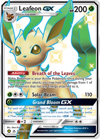 Leafeon #SV46/SV94 Shiny Holo Rare - Hidden Fates Pokemon card