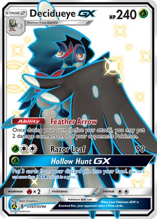 Decidueye #SV47/SV94 Shiny Holo Rare - Hidden Fates Pokemon card