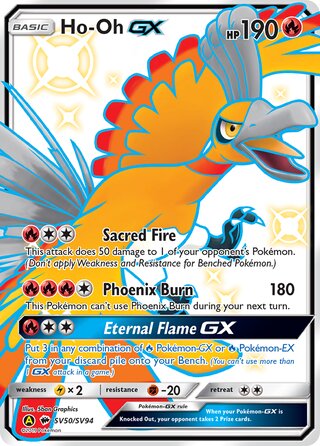 Ho-Oh #SV50/SV94 Shiny Holo Rare - Hidden Fates Pokemon card