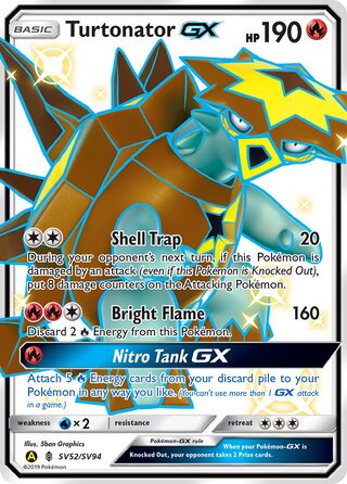 Pokemon Hidden Fates Turtonator GX #SV52