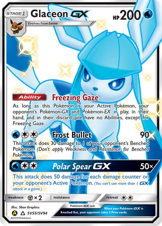 Glaceon #SV55/SV94 Shiny Holo Rare - Hidden Fates Pokemon card