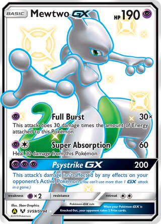 Mewtwo GX #SV59/SV94 Shiny Holo Rare - Hidden Fates Pokemon card