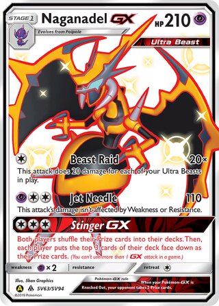 Naganadel #SV63/SV94 Shiny Holo Rare - Hidden Fates Pokemon card
