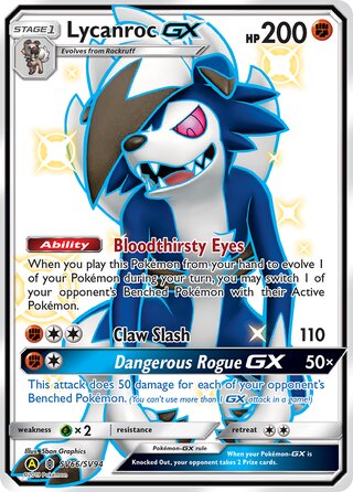 Pokemon Hidden Fates Lycanroc GX #SV66