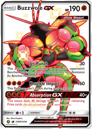 Buzzwole #SV68/SV94 Shiny Holo Rare - Hidden Fates Pokemon card