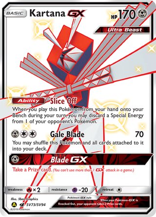 Kartana #SV73/SV94 Shiny Holo Rare - Hidden Fates Pokemon card