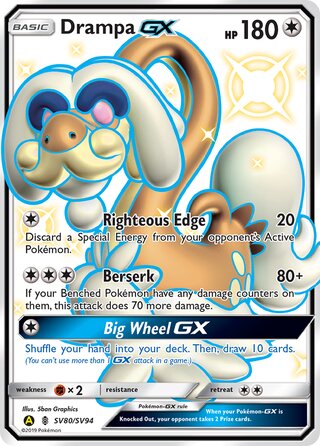 Drampa #SV80/SV94 Shiny Holo Rare - Hidden Fates Pokemon card