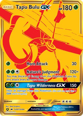 Tapu Bulu #SV91/SV94 Shiny Holo Rare - Hidden Fates Pokemon card