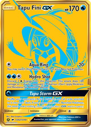 Tapu Fini #SV92/SV94 Shiny Holo Rare - Hidden Fates Pokemon card