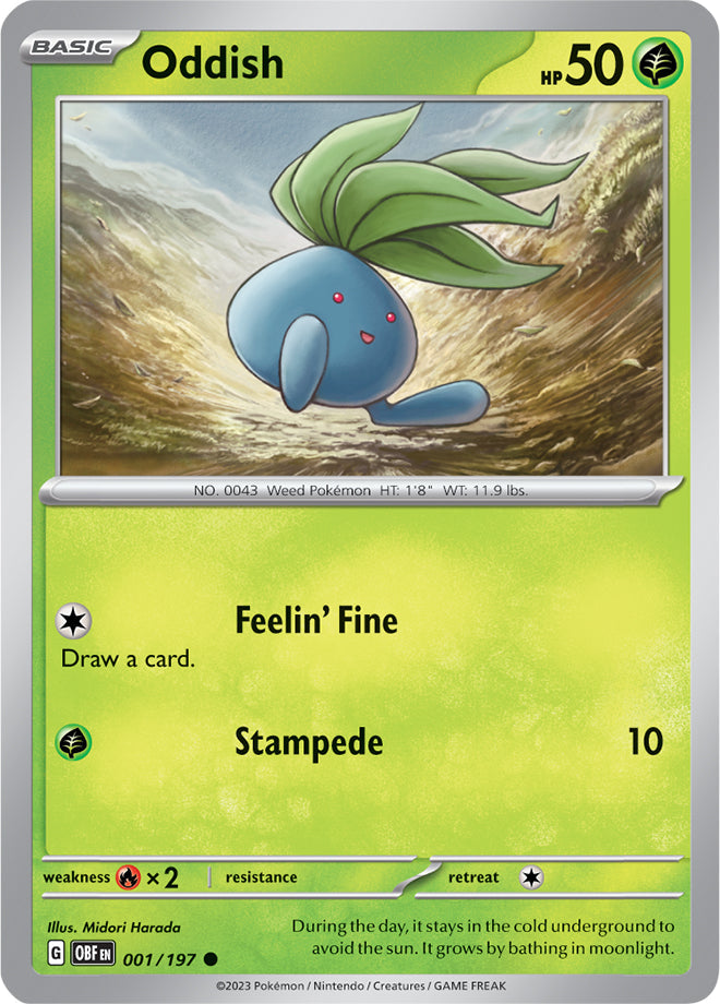 Oddish #1/197 Common - Obsidian Flames Pokemon card