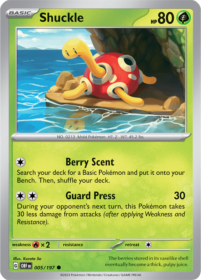 Shuckle #5/197 Common - Obsidian Flames Pokemon card