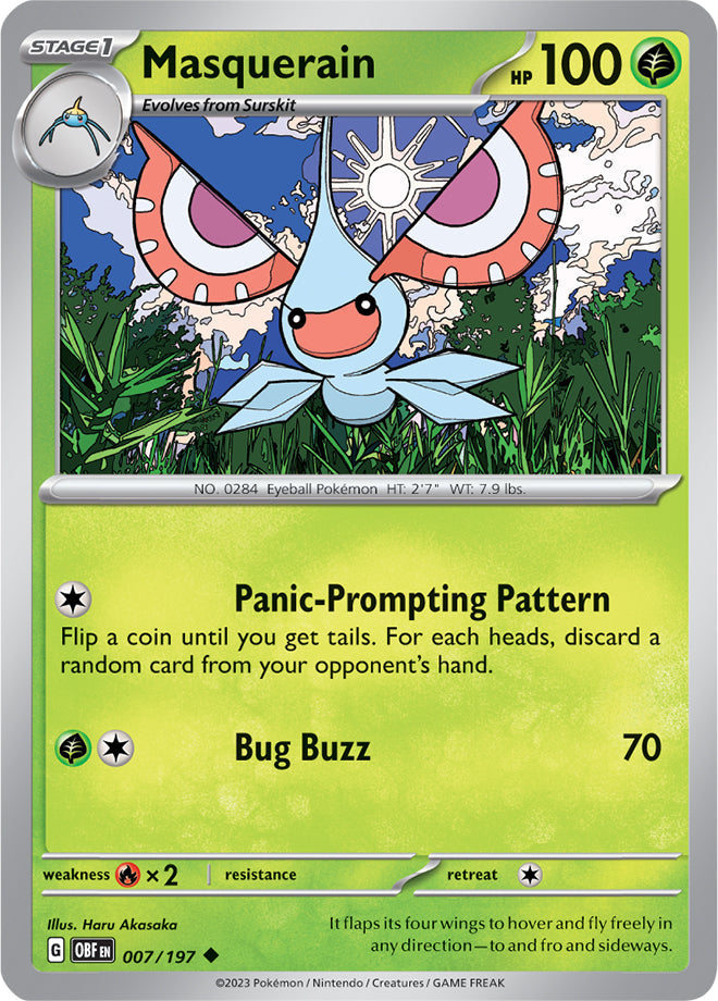 Masquerain #7/197 Uncommon - Obsidian Flames Pokemon card