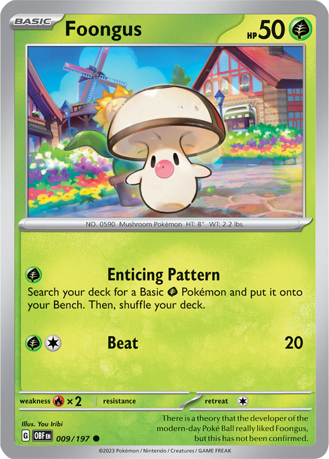 Foongus #9/197 Common - Obsidian Flames Pokemon card