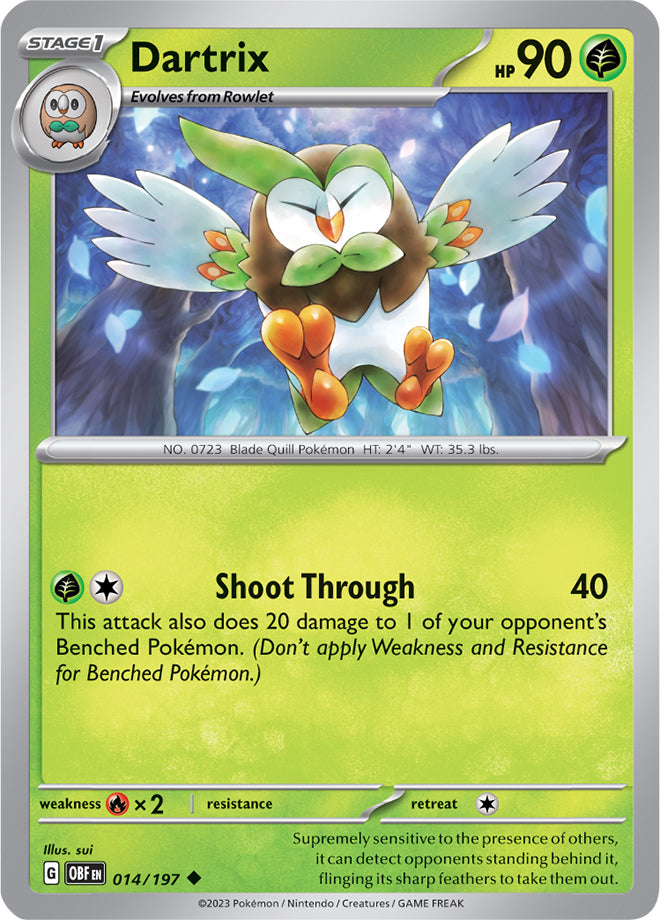 Dartrix #14/197 Uncommon - Obsidian Flames Pokemon card