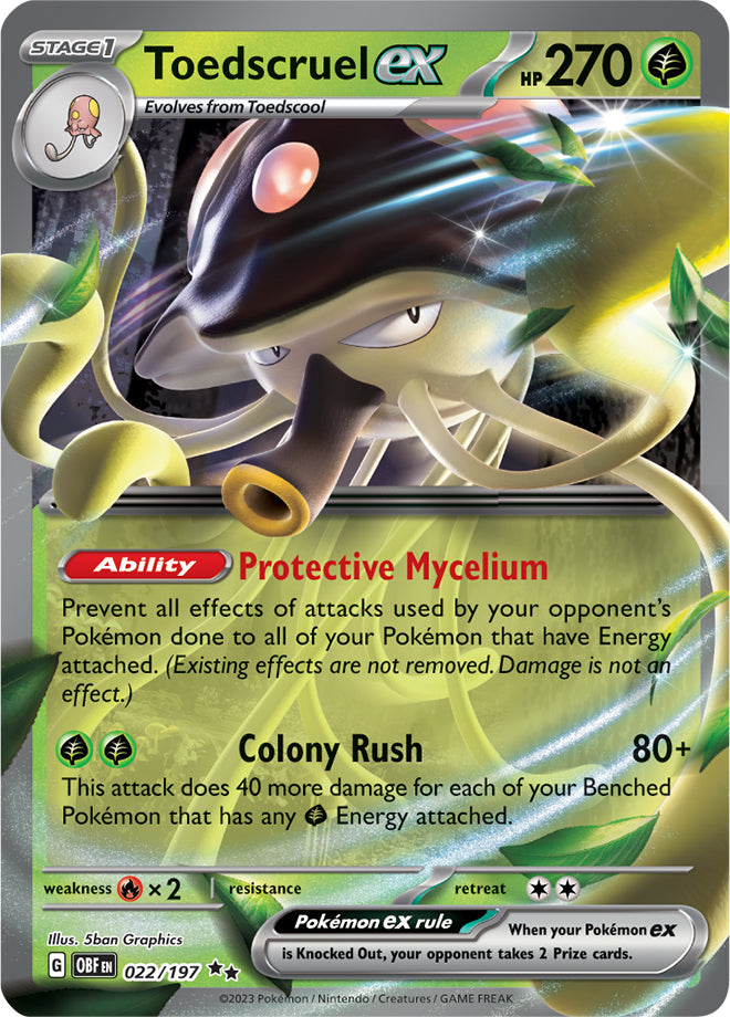 Toedscruel #22/197 Double Rare - Obsidian Flames Pokemon card