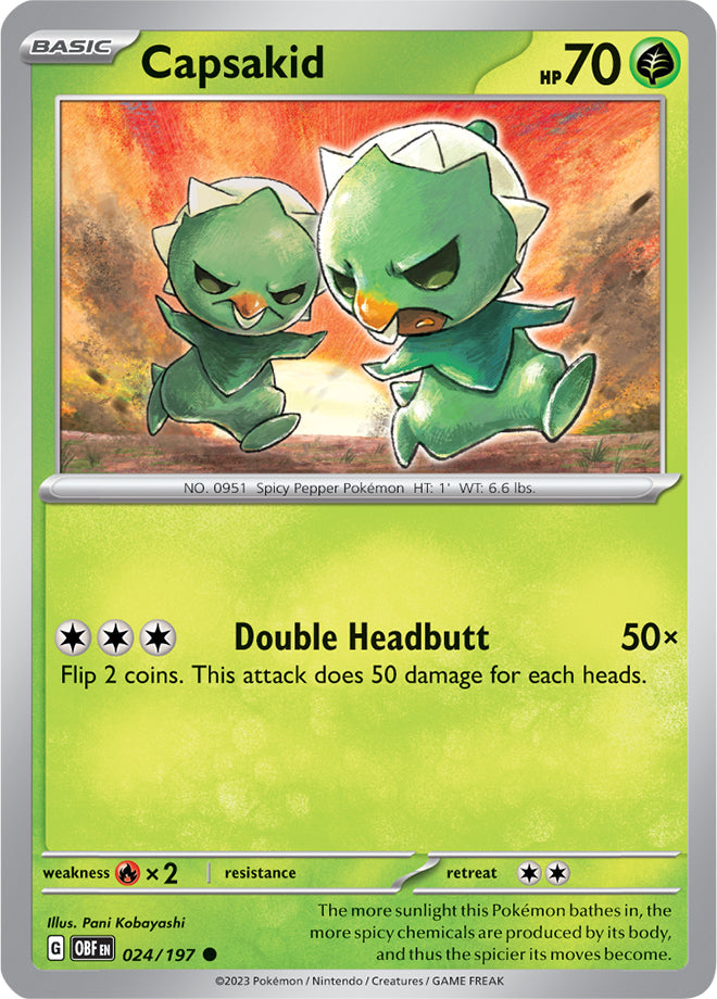 Capsakid #24/197 Common - Obsidian Flames Pokemon card