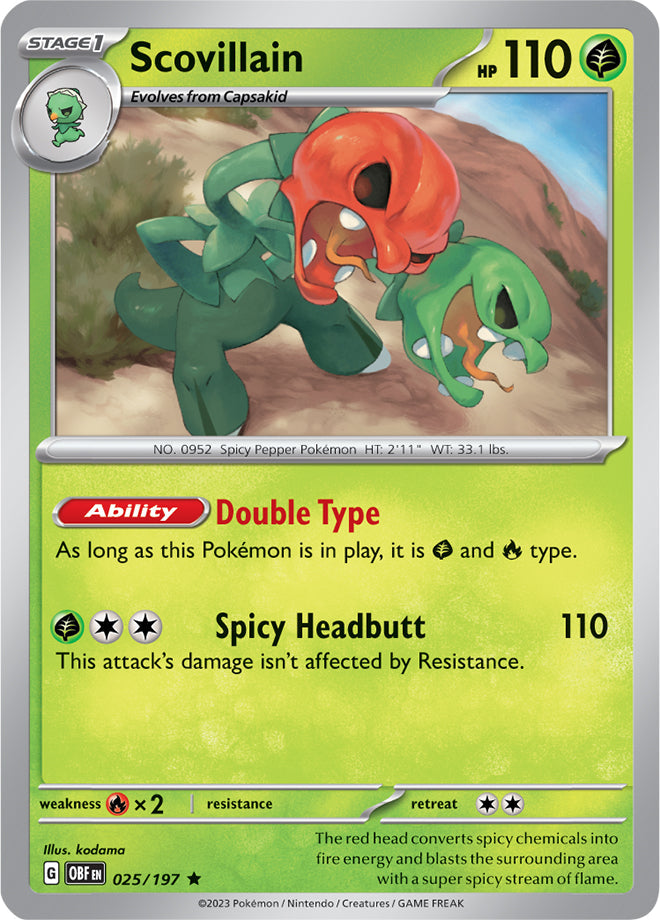 Scovillain #25/197 Rare - Obsidian Flames Pokemon card