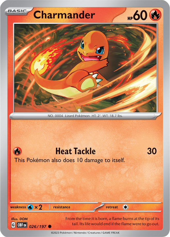 Charmander #26/197 Common - Obsidian Flames Pokemon card