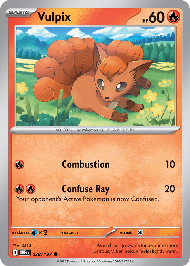 Vulpix #28/197 Common - Obsidian Flames Pokemon card