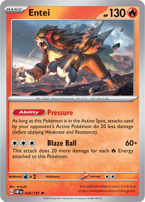 0030 Entei Rare Obsidian Flames